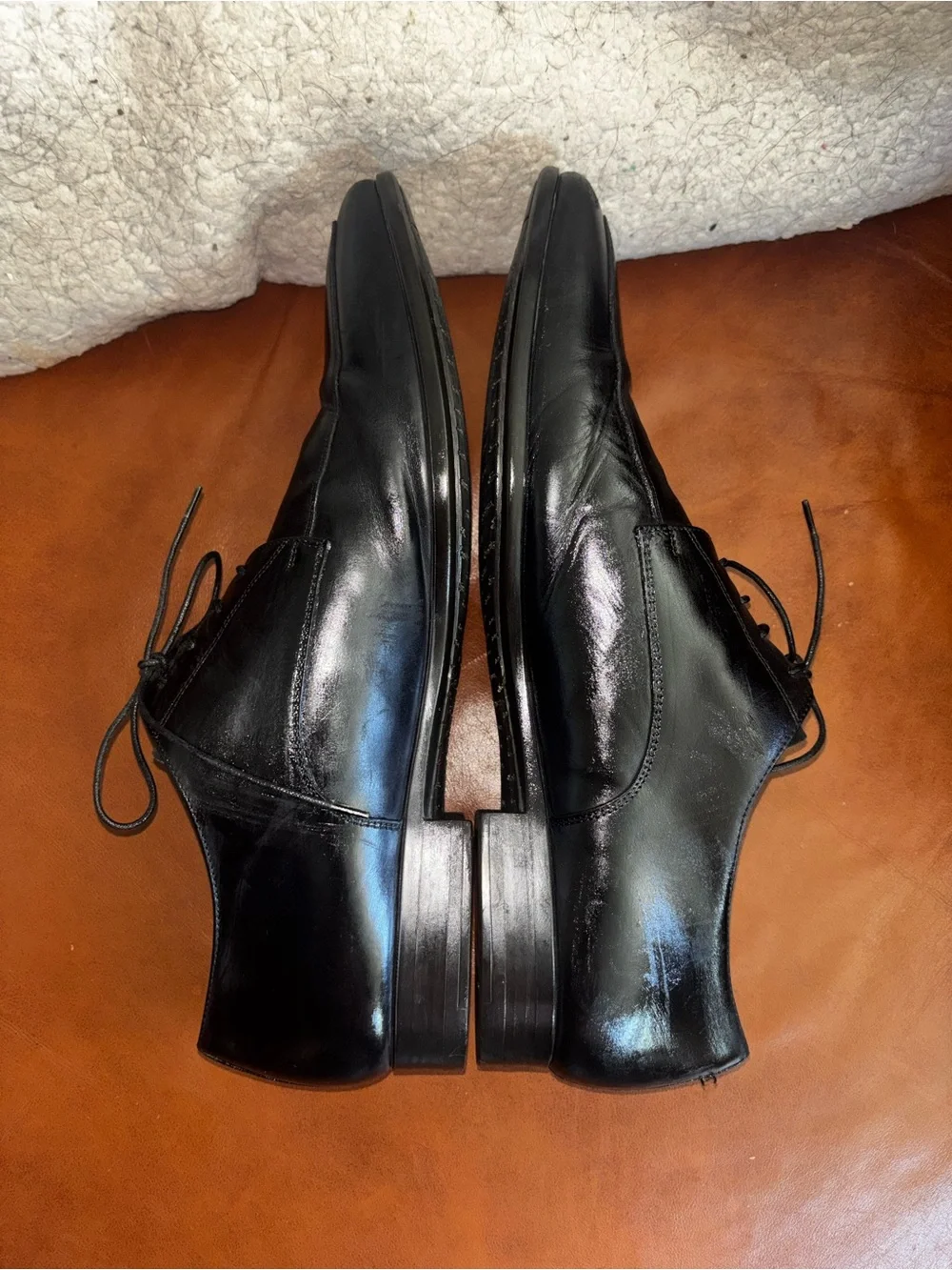 Santoni Black Leather Square Toe Derby Dress Shoes Men’s US 10 Made Italy